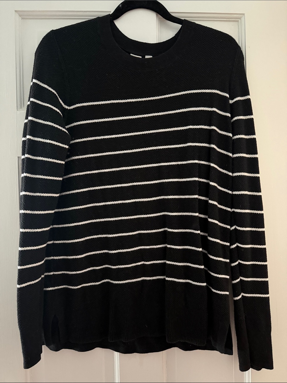 Gap Black & White Striped Crewneck Sweater